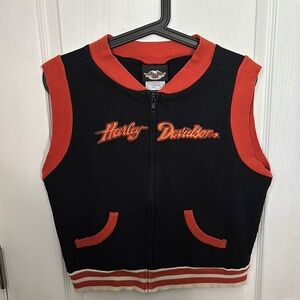 Harley-Davidson Black and Orange Zip Vest
